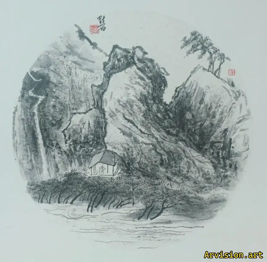 飞峰水墨画 中国水墨画作品