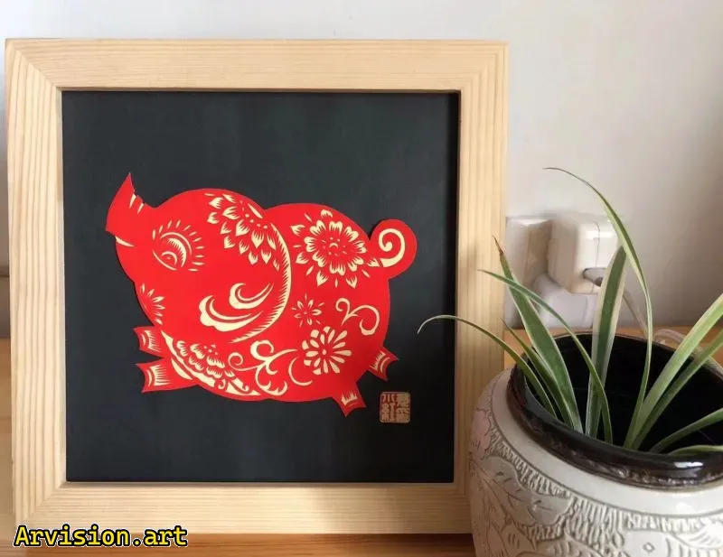 中国の切り絵十二支シリーズ豚